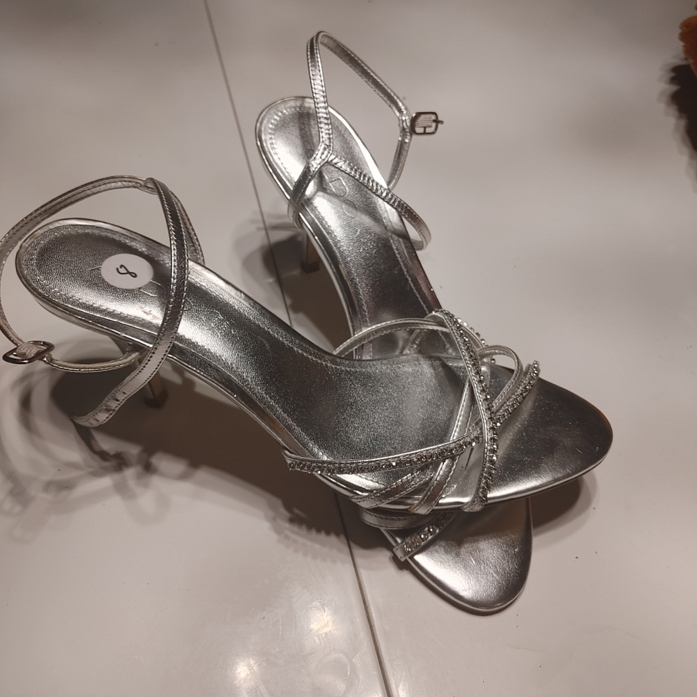 Aldo Silver Strappy Stiletto Sandals- Sz 38